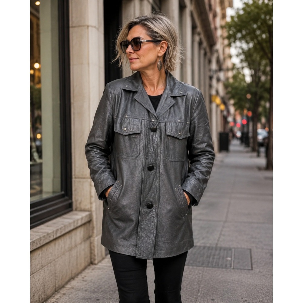 Macalisters Christchurch Grey Leather Safari Jacket Made in New Zealand Size L